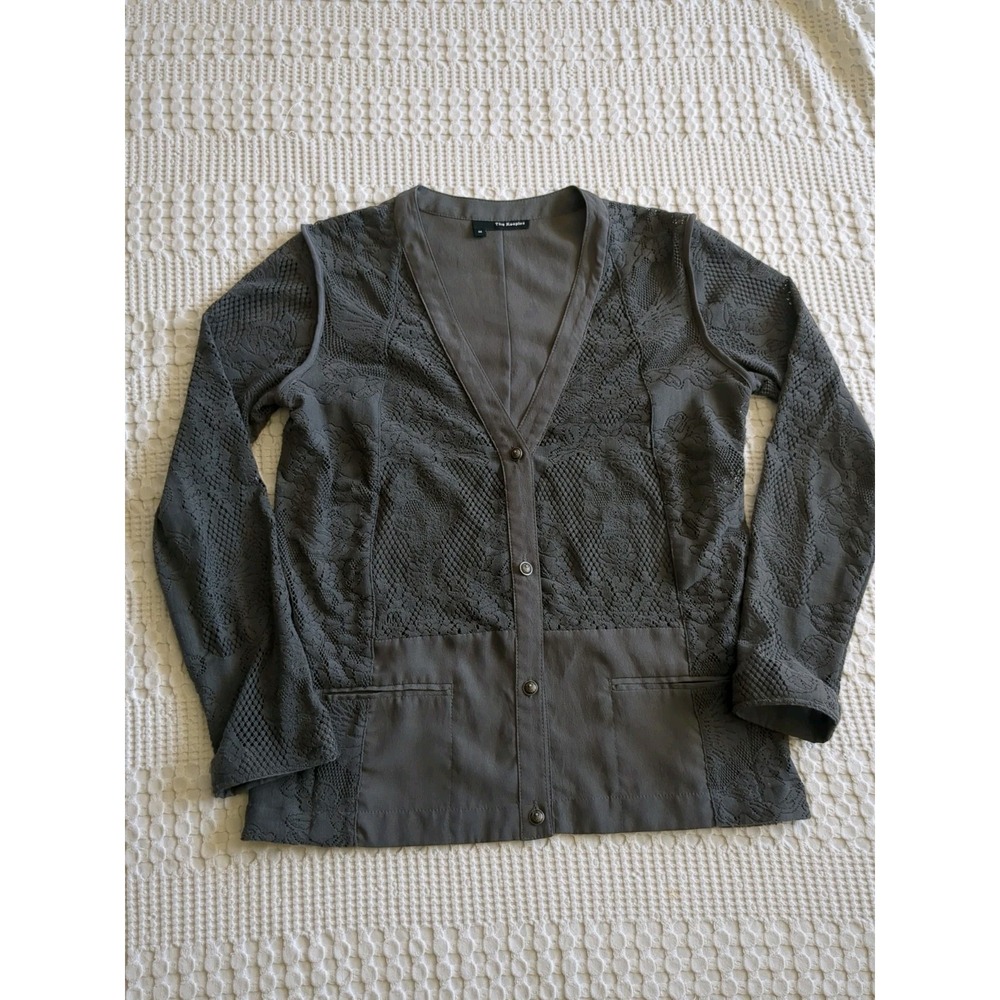 The Kooples Skull Cardigan Sweater Goth Eyelet Whimsigoth Lightweight Button